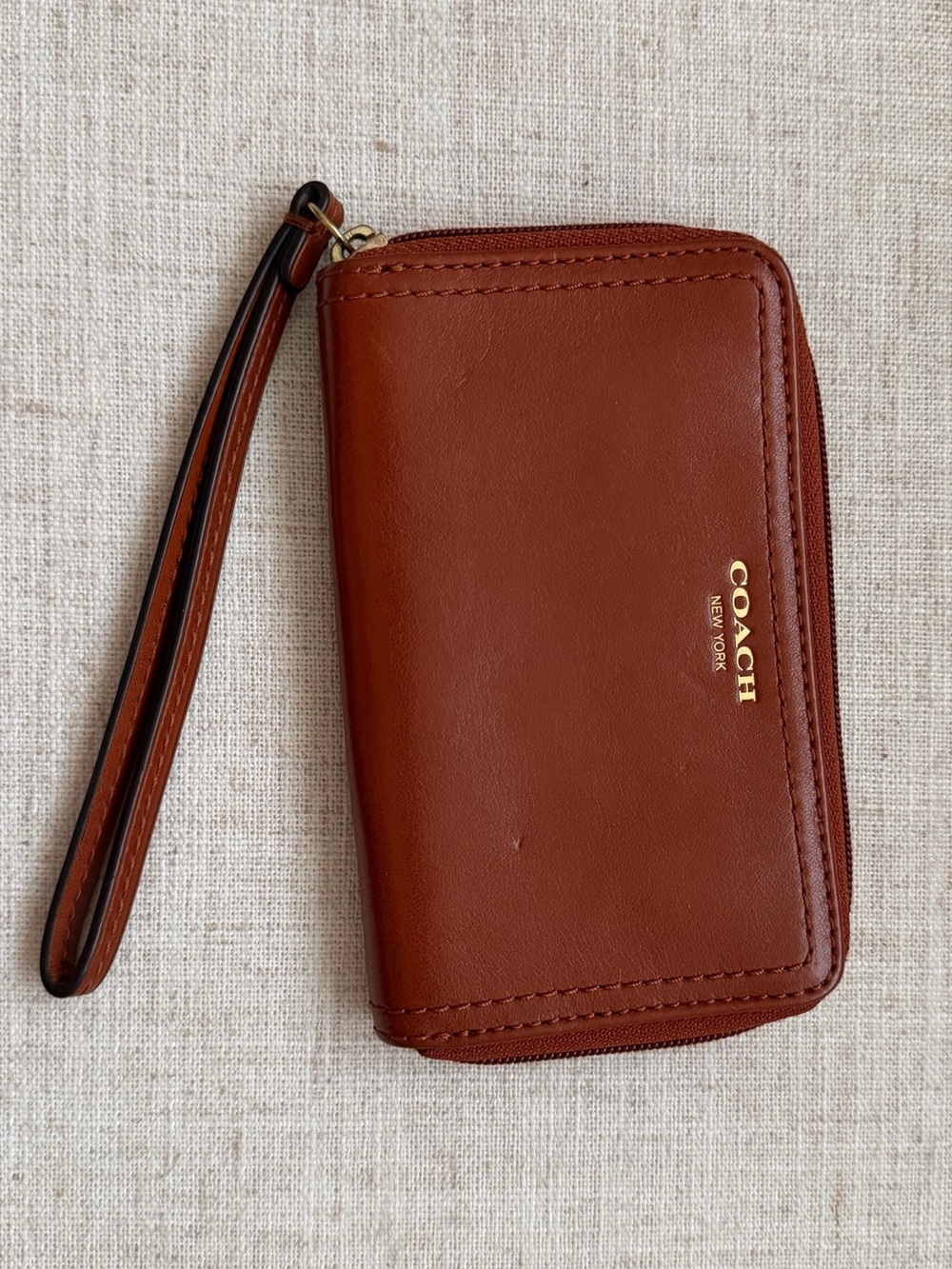 Coach Brown Leather Zip Wristlet